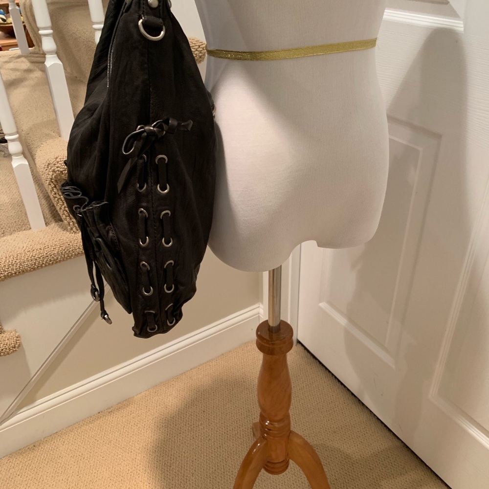 Bag - NWOT amazingly soft black leather bag, cool detail